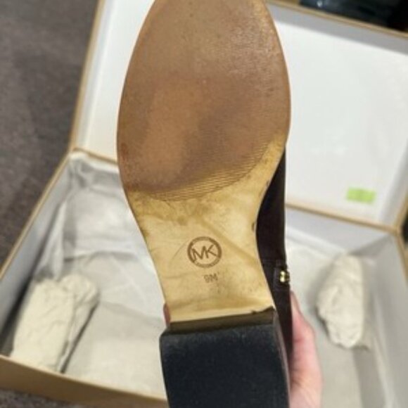 Michael Kors Charm Riding Boots Leather Dark Coffee Brown Size 9M w/ Box - Picture 9 of 15